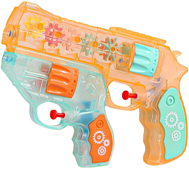 星辰玩具 2in1 雙雙槍 可愛情侶雙胞胎水槍組, 1套, 透明左輪手槍 橘色