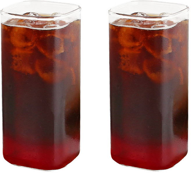 마카 사각컵 중 370ml SC-12, 투명, 2개