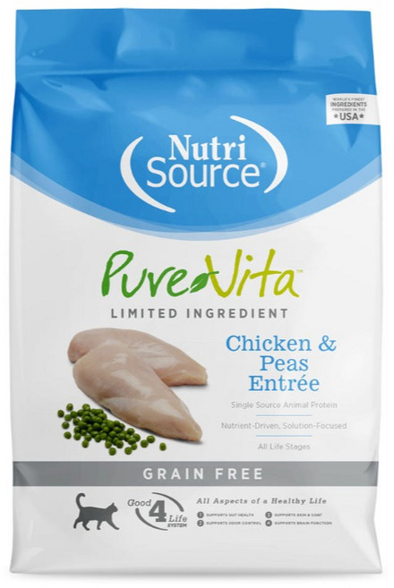 퓨어비타 캣 치킨 앤 완두콩 그레인프리 사료, 닭, 5.44kg, 1개
