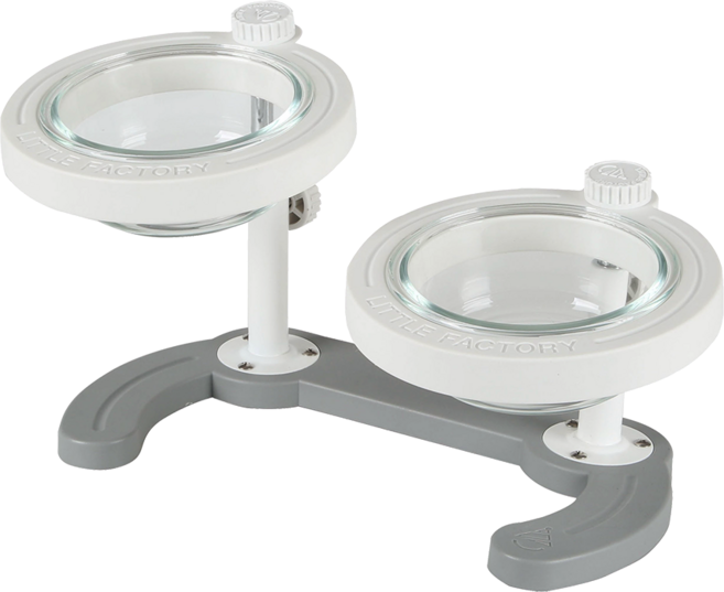 리틀팩토리 반려동물 높이조절 유리 식기, 화이트, 1개