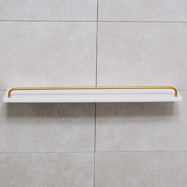 plusbrand 인조 대리석 일자선반, 화이트 + 골드, 1개