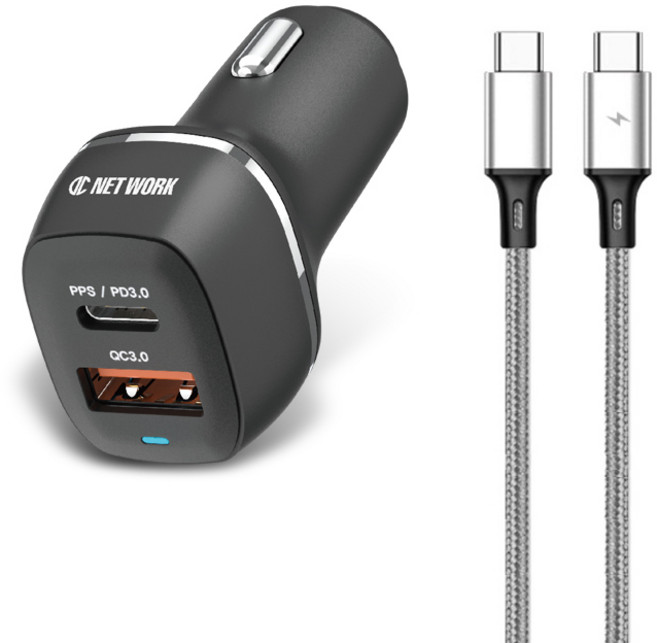 DC NET WORK PPS USB-C PD 30W 超高速車用充電器, BND-G30AC, 混合色 + GRAY