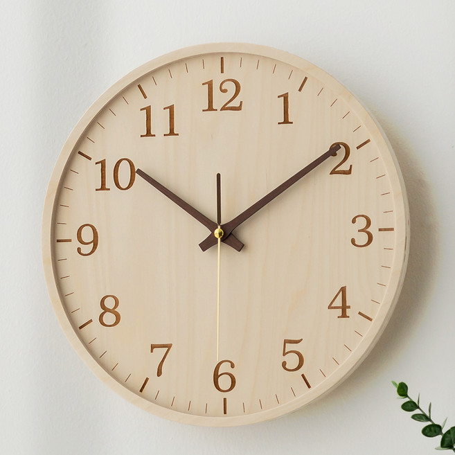 플라이토 국산 자작나무 무소음 벽시계 29cm, 브라운