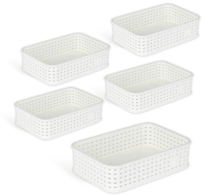 마이스타일 직T 라탄 바스켓, 화이트, 5개