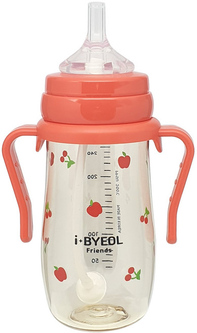 아이별프렌즈 국내 제조 PPSU 추 유아 빨대컵 애플체리, 270ml, 레드, 1개