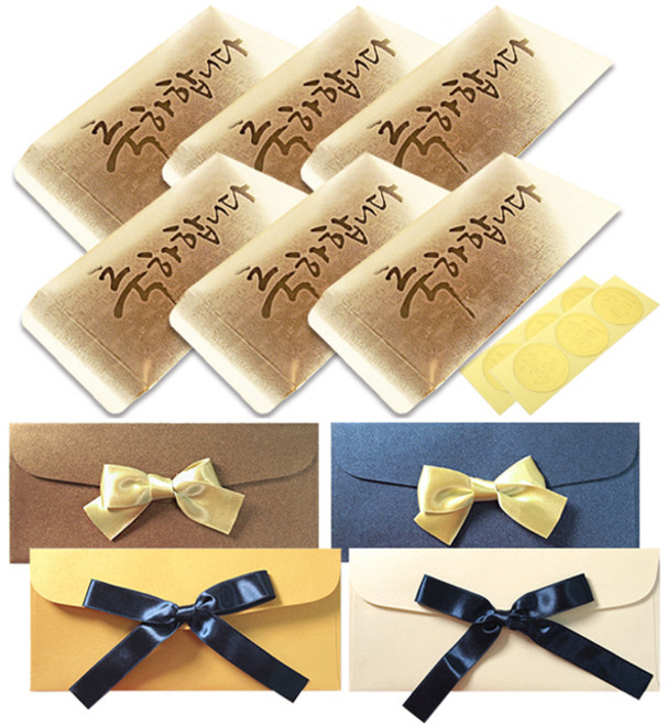 투영디자인 리본 펄 돈봉투 랜덤발송 4p + 골드용돈봉투 6p, 축하, 1세트