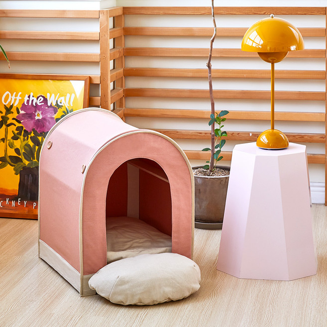어답트미 강아지 원목 쉼하우스, 인디 핑크, 1세트
