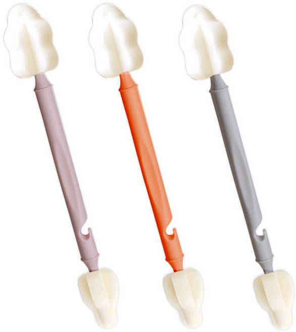 슈베스 국내 제조 듀얼 와이드폼 세척솔 3종 세트, 핑크 + 코랄 + 그레이, 1세트