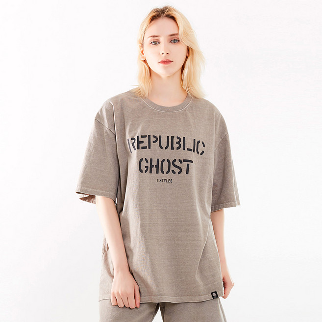고스트리퍼블릭 여성용 통기성 우먼스 리퍼블릭 루즈 오버핏 반팔 티셔츠 WT29619