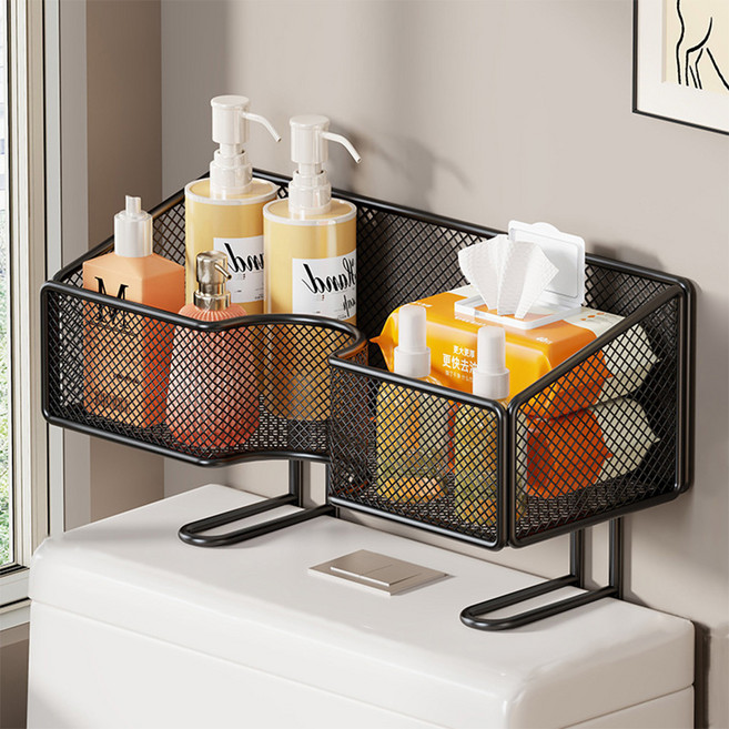 알럽홈 물빠짐 욕실 변기 매쉬 다용도 수납 선반 L261-0037, BLACK(L261-0037B), 1개