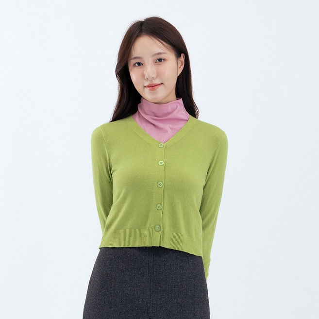 엘쏘 여성용 브이넥 니트 숏 크롭 가디건