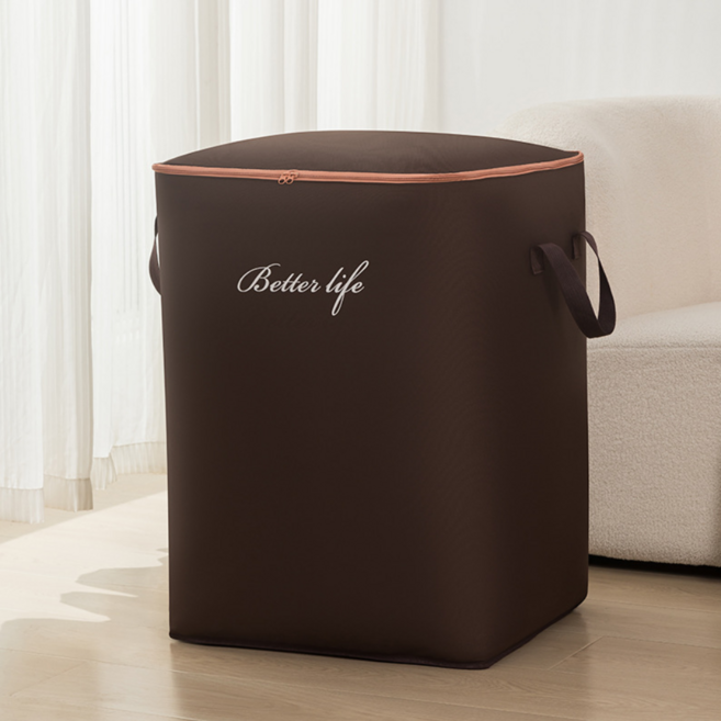 메이크마인 세탁가능한 대용량 옥스포드 이불 정리 파우치 다용도 의류 수납 정리함 140L, 브라운, 1개