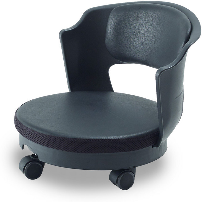 체어포커스 에그 좌식바퀴의자 고급쿠션 요추등받이 EGB-650, 1개, 블랙