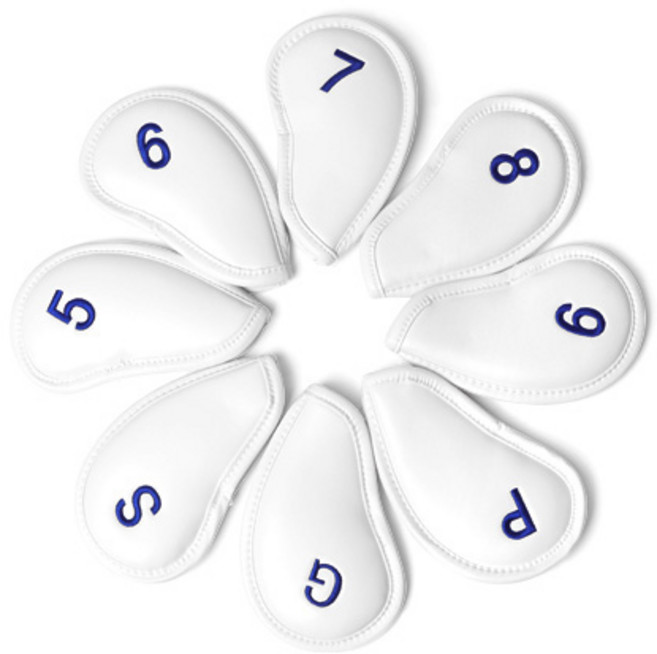 미즈노골프 PU 아이언 커버 8종 5LKH2102000122, 화이트 + 블루, 1세트