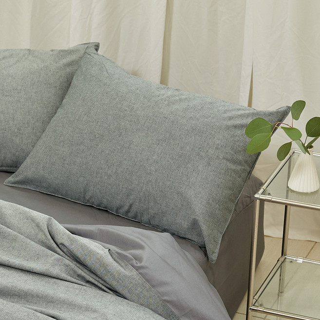 바자르 오트밀 순면 베개커버