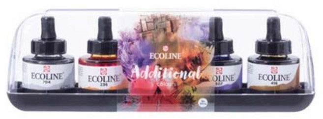 로얄탈렌스 에코라인 잉크 5색 ADDITIONAL 세트, 704 GREY, 236 LIGHT ORANGE, 311 VERMILION, 507 ULTRAMARINE VIOLET, 416 SEPIA, 30ml