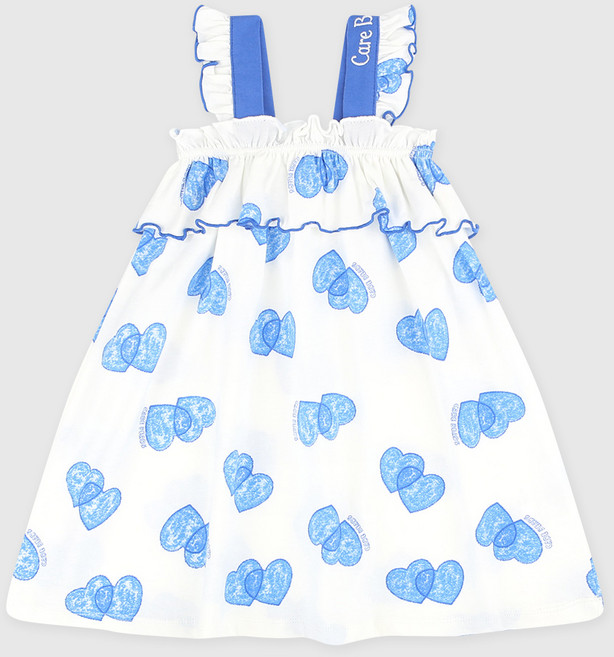 케어베어 여아용 통기성 하트러브 케어베어즈 프릴 민소매 원피스
