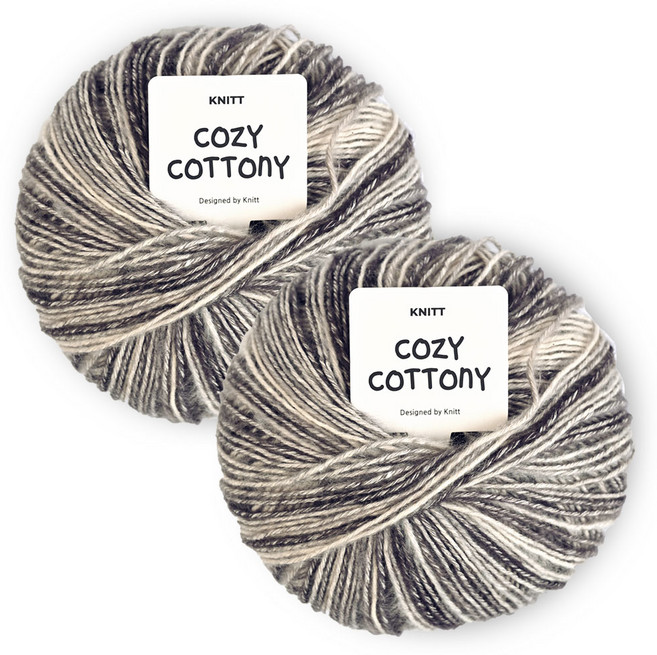 Knitt Cozy Cottony針織線 50g, 2個, 07 Cream Black