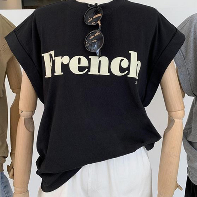 Goodif 女款法式風格文字短袖T恤