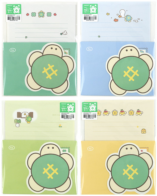 핑크풋 행부기 편지지 4종 x 2p 세트, 혼합색상, 1세트