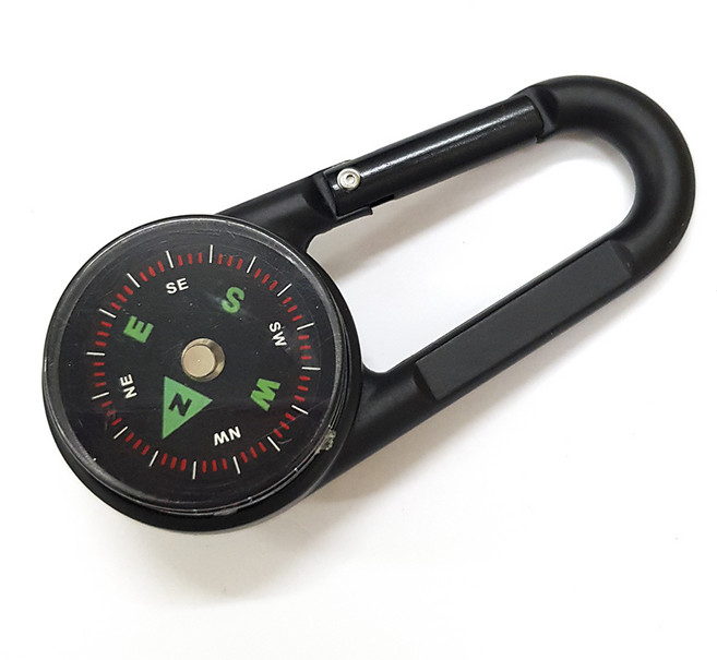 DIBOTE 迪伯特 戶外多指北針溫度計掛扣 W3200-1, 1個, 黑色