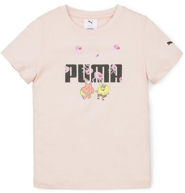 푸마 아동용 스폰지밥 로고 티셔츠_SPONGEBOB LOGO TEE_핑크_67587166