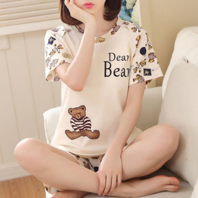 Elsso 女性短袖+短褲夏季家居服睡衣上下套裝