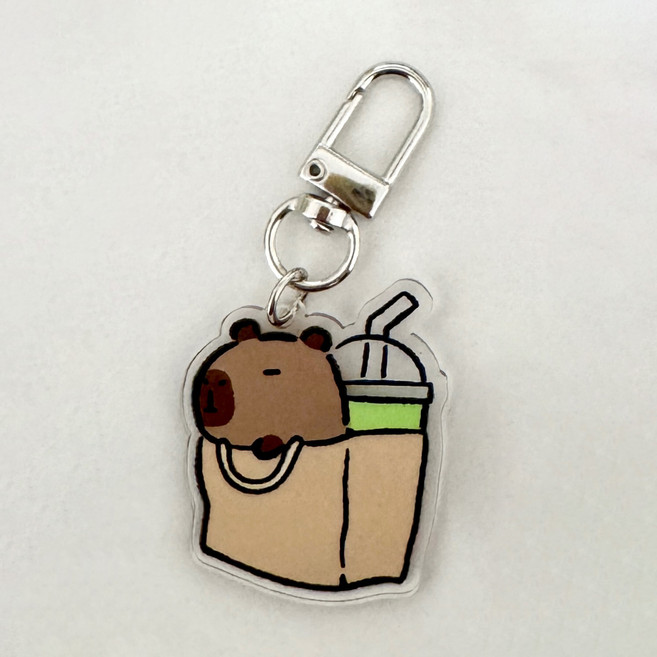 도림 쿼카의 일상 미니 자동차 키링, 1개, 종이가방