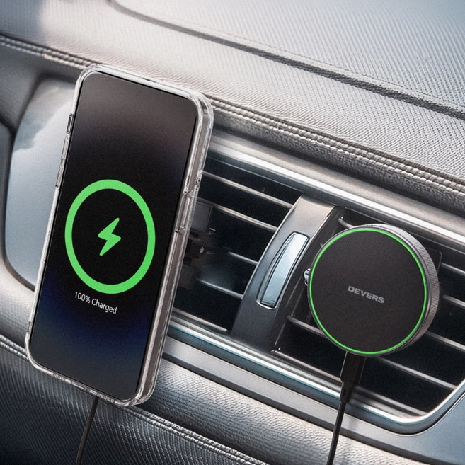 디버스 타이니타이탄 맥세이프 차량용 고속충전 무선 충전기 고자력 라이트 거치대 CZ1, 블랙