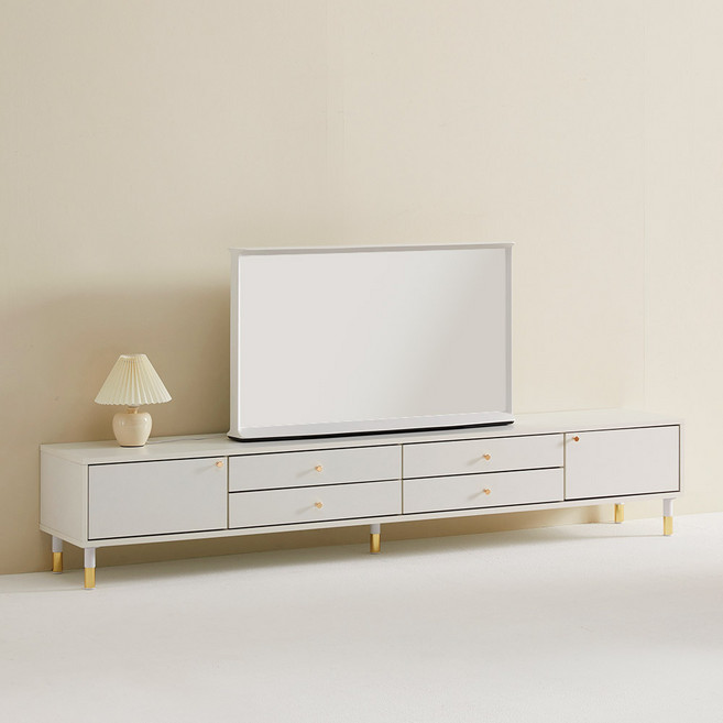 장인가구아이브 로지 모던 E0 TV 낮은 거실장 2100 방문설치, 화이트