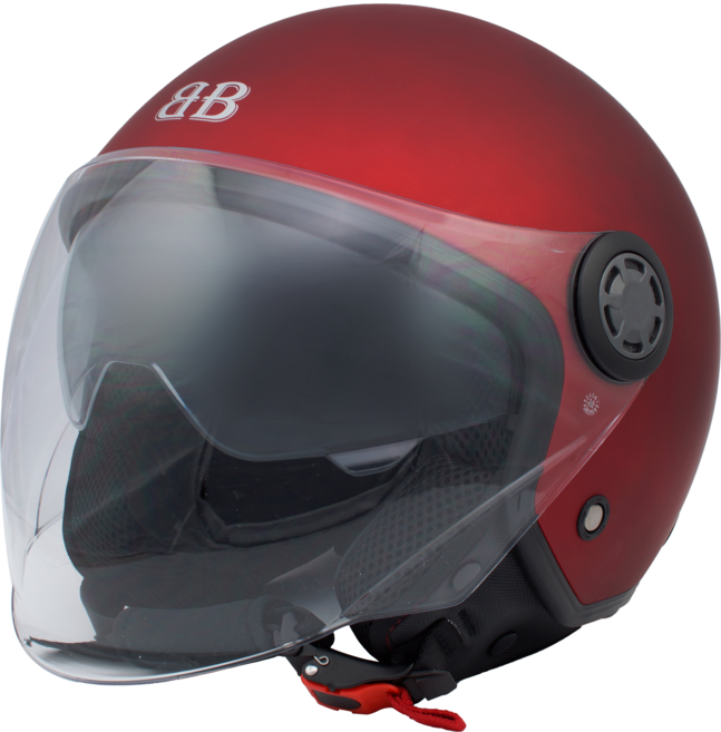 벤시 Y-2 오픈페이스 오토바이 헬멧, 무광레드, 투명, XXXL, 무광레드 + 투명