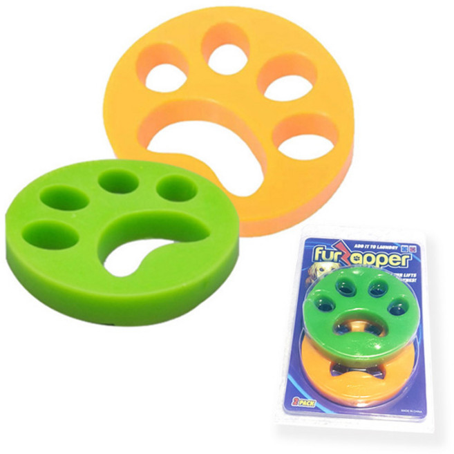 강아지 고양이 털제거 세탁볼 2종세트, 그린, 오렌지, 1세트