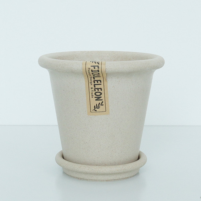 모리앤 우드스프라우트 화분 + 받침 세트, 크림베이지, 1개
