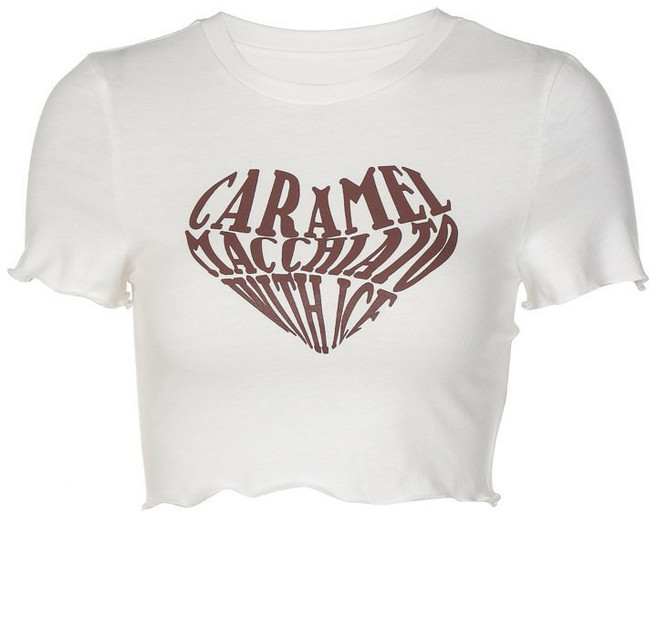 묘먀미 여성용 하트 빅레터링 슬림핏 크롭티 AA021