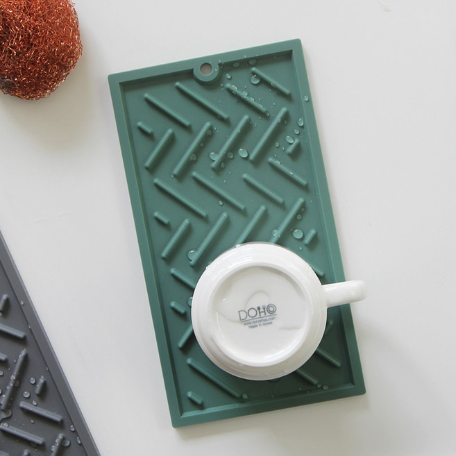 에이드엘 헤링본 실리콘 식기 건조매트 미니, 1단, 카키, 2개