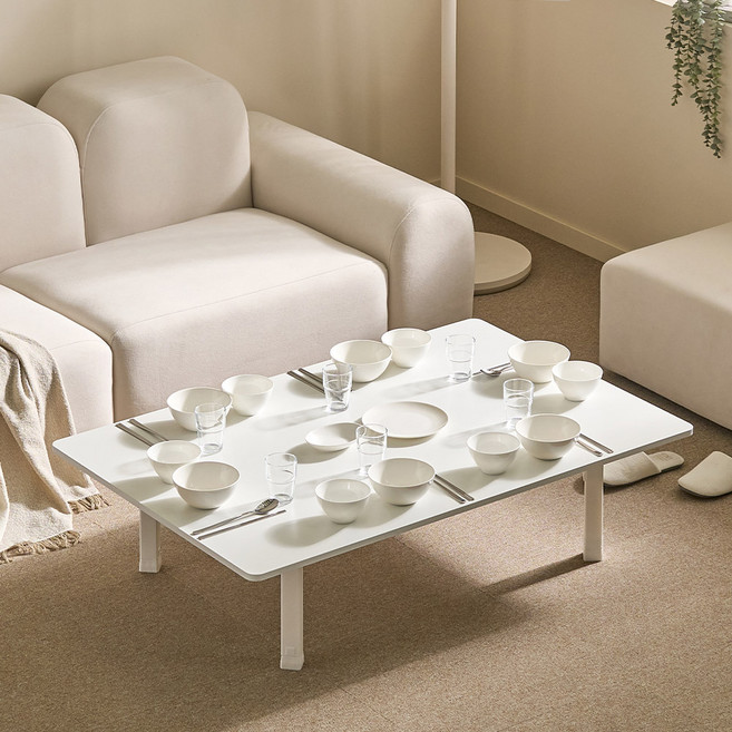 아이캔컴퍼니 4단 높이조절 베이직 접이식 테이블, 화이트