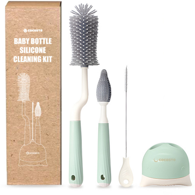cocosto 矽膠奶瓶清潔刷具組, 1組, 薄荷綠