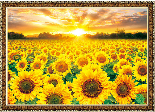 토이앤퍼즐 썬플라워 필드 보석십자수 액자패키지 PS-BS38-004, 혼합색상, 1세트