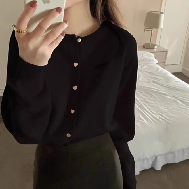 피어니스트 여성용 심플 무지 캔디컬러 니트 긴팔 가디건