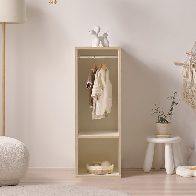 아이든 속깊은 틈새 옷걸이 행거 원목발 미포함 수납장, 아이보리