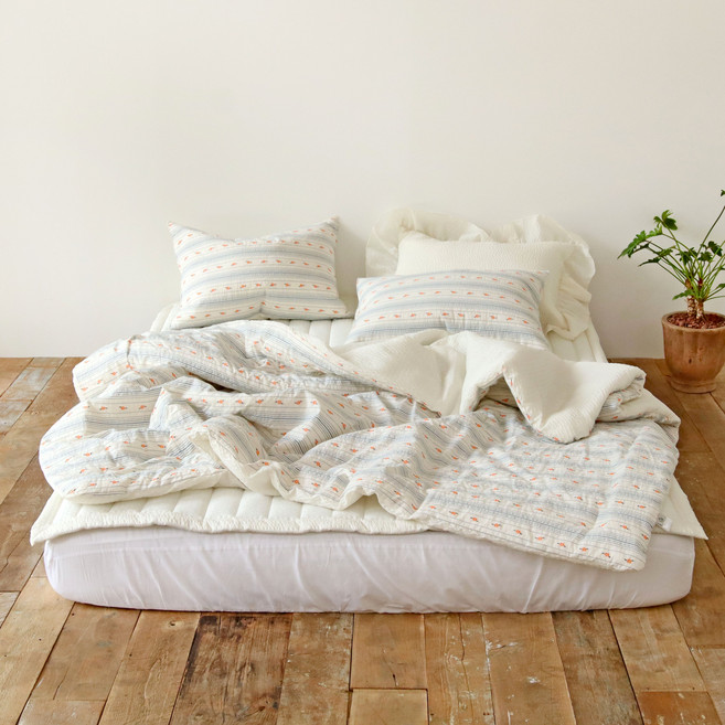 누블 까멜리아 도비코튼 에어워싱 시어서커 여름 이불패드 세트