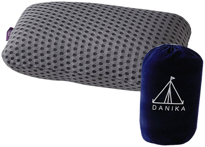 DANIKA 攜帶式記憶海綿露營枕 CP-100, 1個, 深灰色