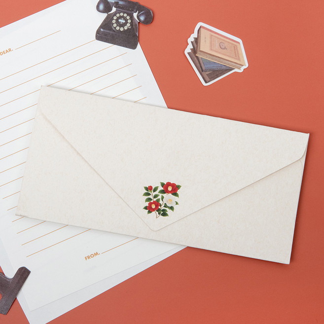 좋은기븐 프리미엄 용돈봉투 화담동백 10p 스티커 12p, 설백색, 1개