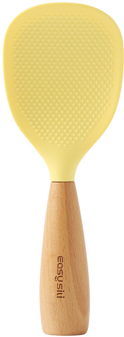 이지실리 우드손잡이 실리콘 스탠딩 밥주걱, 옐로우, 1개