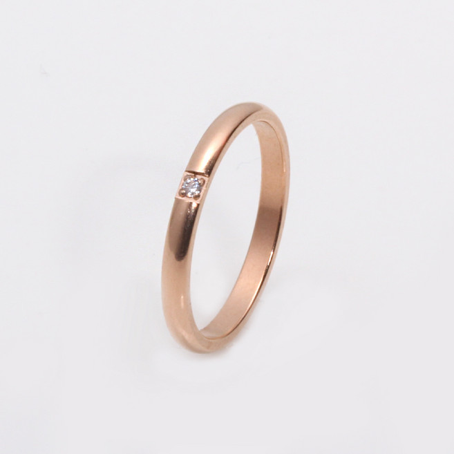젤루나 써지컬 심플 라운드 원 큐빅 우정 반지 2mm B-04