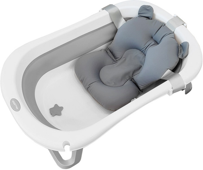 톨스토이 접이식 욕조 + 신생아 목욕쿠션, 그레이(접이식 욕조)