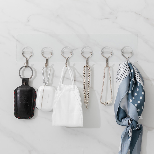 일상공감 초강력 6단 다용도 후크, 반투명, 2개