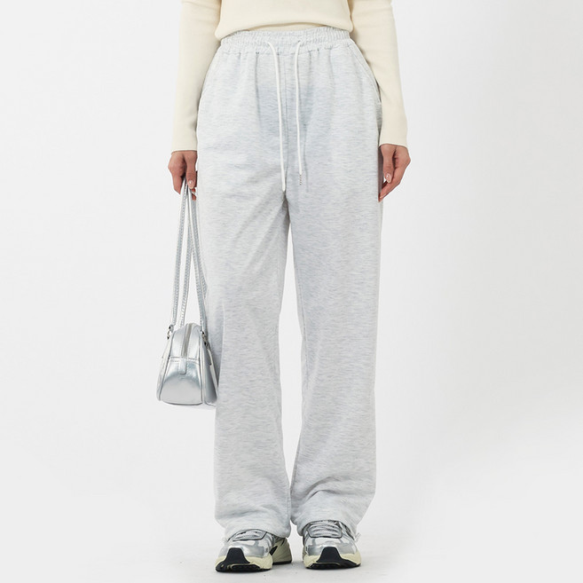 엘쏘 여성용 데일리 편안한 쭈리 와이드 밴딩 트레이닝 팬츠