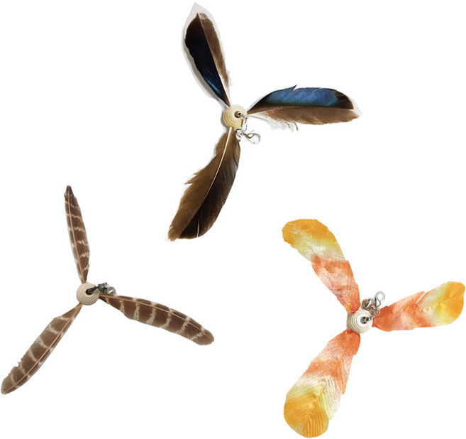 딩동펫 고양이 낚싯대 리필 세트 모음, 플라잉 깃털 3종 브라운, 베이지, 오렌지, 1세트