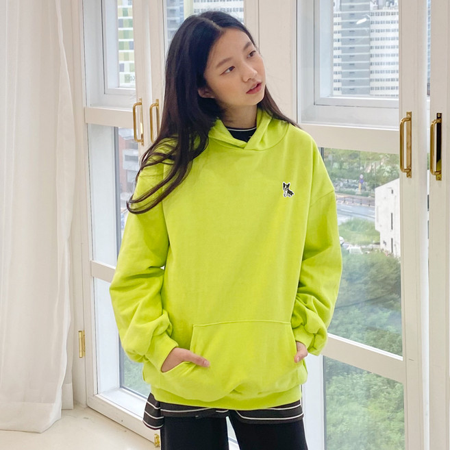 제니키즈 여아용 오버핏 불독자수후드티